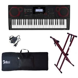 Casio CT X8000IN Keyboard Adaptor Bag and Cherry Red Stand Combo Package 